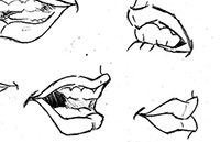 Human lip anatomy practice sketches 1