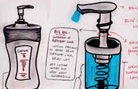 Hand Lotion Pump-Action Spring Mechanism Sketch