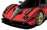 Vector Illustration: Supercar (based on a modded Pagani Zonda)