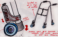 Walker Push-Down Pressure Sensitive Brake Mechanism Sketch