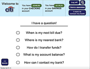 Redesigned version of Accessible Online Banking site showing interface enhancements and improved screen space usage; links to larger version of same image